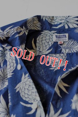 画像8: 「Pherrows」 フェローズ  インディゴ抜染 コットンアロハシャツ ハワイアン 15S-PIS1 [パイナップル]