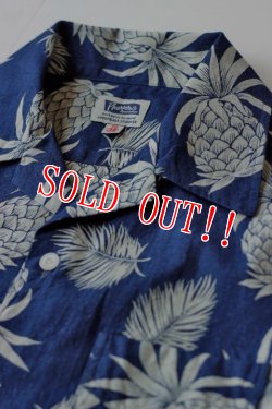 画像3: 「Pherrows」 フェローズ  インディゴ抜染 コットンアロハシャツ ハワイアン 15S-PIS1 [パイナップル]