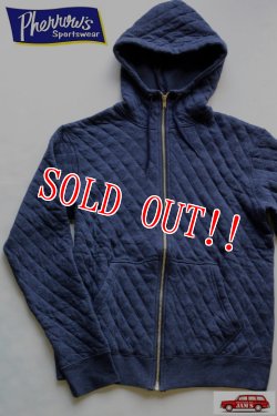画像7: 「Pherrows」 フェローズ キルティング ハイネック フルジップパーカー 15W-PQPK1 [グレー・ブラック・ネイビー]