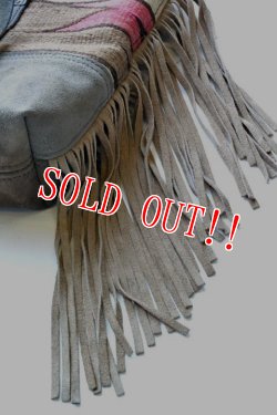 画像5: 「J.AUGUR DESIGN」 NAVAJO MEDIUM TOTE BAG ジュディーオーガーデザイン ナバホ バケット フリンジ ミデアム トートバッグ 20160308-1 [ナバホブランケット×レザー]