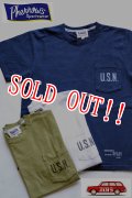 「Pherrows」 フェローズ  「U.S.N」 ポケット付きTシャツ 16S-PPT2 [ホワイト・オリーブ・ネイビー]