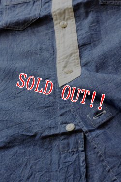 画像3: 「CAL O LINE」 STAND COLLAR CHAMBRAY SHIRTS キャルオーライン スタンドカラー シャンブレーシャツ CL162-023 [ブルー]