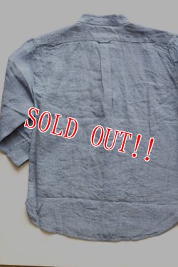 画像6: 「Pherrows」　フェローズ コットンリネン 7分袖 バンドカラーシャツ 17S-P7NC1  [サックスブルー]