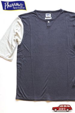画像1: 「Pherrows」　フェローズ ネップシルク ベースボールTシャツ 17S-PRBT1 [チャコール × オフホワイト] 