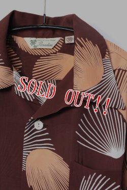 画像2: 「FULLCOUNT」 HAWAIIAN SHIRTS LONG SLEEVE SCALLOPS フルカウント ハワイアンシャツ 長袖 貝殻 Lot.4000L [ブラウン]