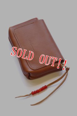 画像2: 「CAL O LINE」 BEADS LEATHER POUCH キャルオーライン ビーズ ポーチ CL181-127 [タン]