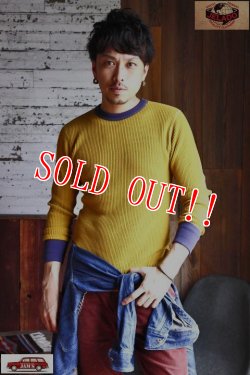 画像9: [限定生産]「JELADO」 MEGA THERMAL 2TONE ジェラード メガ サーマル 2トーン クルーネック [マスタード×ネイビー]