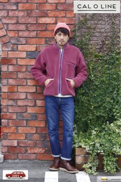 画像12: 「CAL O LINE」 RECYCLE PILE CARDIGAN キャルオーライン リサイクルパイル カーディガン オリジナルボアフリース CL182-067 [プラム]