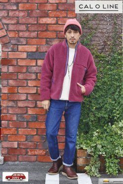 画像9: 「CAL O LINE」 RECYCLE PILE CARDIGAN キャルオーライン リサイクルパイル カーディガン オリジナルボアフリース CL182-067 [プラム]