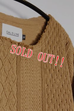 画像2: 「CAL O LINE」 CUT OFF JACQARD L/S Tee キャルオーライン カットオフ ジャガード 長袖Tシャツ CL191-026 [ライトブラウン]
