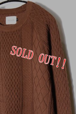 画像2: 「CAL O LINE」 CABLE CREW-NECK SWEAT キャルオーライン ケーブル クルーネック CL192-046 [ブラウン]