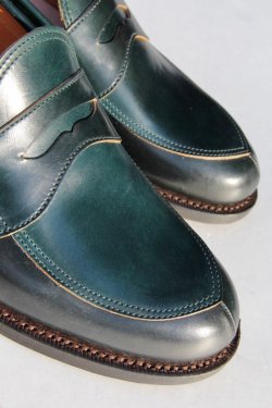 画像3: 「MAKERS」V-TIP LOAFER CORDOVAN メイカーズ Vチップ ローファー コードバン [グリーン]