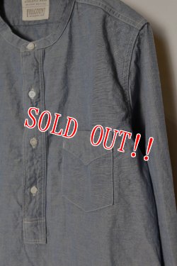 画像3: 「FULLCOUNT」ROUND COLLAR PULLOVER CHAMBRAY SHIRT フルカウント ラウンドカラー プルオーバーシャツ  [インディゴブルー]