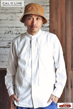 画像9: 「CAL O LINE」 STAND COLLAR PAINTER SHIRT キャルオーライン スタンドカラー シャンブレー ペインターシャツ CL202-032 [ホワイト]