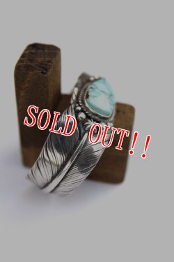 画像2: 「Mt.hill」 Feather Cuff Wide with Turquoise マウントヒル フェザーバングル ワイド ロイストンターコイズ [20210109-3]