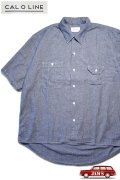 「CAL O LINE」CHAMBRAY S/S SHIRT キャルオーライン シャンブレー 半袖シャツ CL211-042 [ブルー]