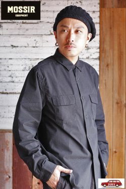 画像12: [SALE 40%off]「MOSSIR」 Petreri Open Collar Shirt モシール ペトレリ クールマックス素材 シアサッカー 長袖シャツ MOST004 [ブラック]