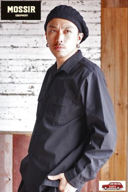 画像10: [SALE 40%off]「MOSSIR」 Petreri Open Collar Shirt モシール ペトレリ クールマックス素材 シアサッカー 長袖シャツ MOST004 [ブラック]