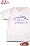 「FULLCOUNT」GOOD LUCK OVERALLS T-Shirt フルカウント グッドラックオーバーオールズ プリント半袖Tシャツ  [ホワイト]