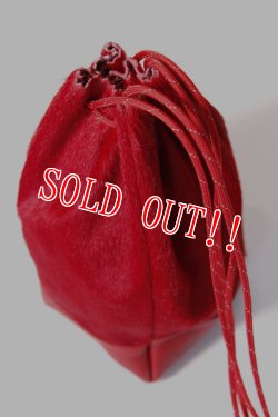 画像5: [JAMS10周年限定10個]「CAL O LINE」「SEAN & BEN」「JAMS」FUR JOE BAG JAMS relieves TENSION キャルオーライン 別注 巾着 ファー＆レザーバッグ CSW-121 JM [レッド]