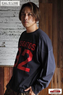 画像8: 「CAL O LINE」LOS GATOS 32 FOOT BALL L/S Tee キャルオーライン ナンバリングプリント フットボール 長袖Tシャツ  CL212-001 [ブラック]