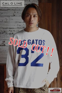 画像7: 「CAL O LINE」LOS GATOS 32 FOOT BALL L/S Tee キャルオーライン ナンバリングプリント フットボール 長袖Tシャツ  CL212-001 [ホワイト]