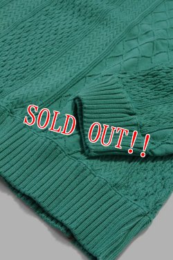 画像3: 「CAL O LINE」CABLE CREW-NECK  キャルオーライン ジャガード コットン ケーブルニット クルーネック  CL212-029 [グリーン]