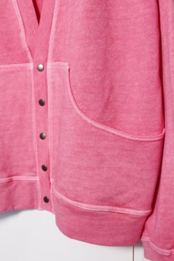 画像3: [再入荷!!]「CAL O LINE」SWEAT CARDIGAN キャルオーライン スウェットカーディガン 硫化染 CL212-016 [コーラル]