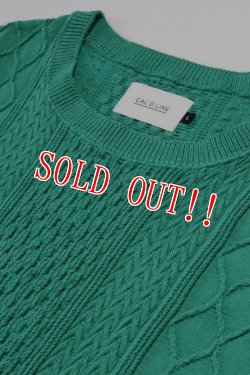 画像2: 「CAL O LINE」CABLE CREW-NECK  キャルオーライン ジャガード コットン ケーブルニット クルーネック  CL212-029 [グリーン]