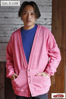 画像9: [再入荷!!]「CAL O LINE」SWEAT CARDIGAN キャルオーライン スウェットカーディガン 硫化染 CL212-016 [コーラル]