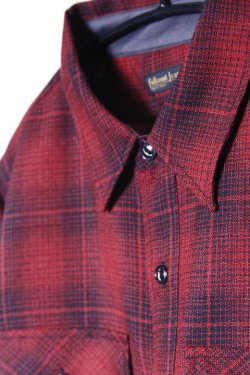画像2: [限定生産・デッドストック生地]「FULLCOUNT」Onbre Check Wool CPO Shirt フルカウント オンブレチェック ウール シャツ  [ブラック/レッド]