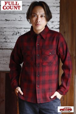 画像8: [限定生産・デッドストック生地]「FULLCOUNT」Onbre Check Wool CPO Shirt フルカウント オンブレチェック ウール シャツ  [ブラック/レッド]