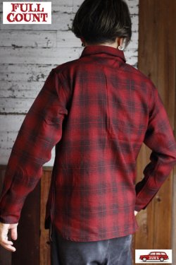 画像10: [限定生産・デッドストック生地]「FULLCOUNT」Onbre Check Wool CPO Shirt フルカウント オンブレチェック ウール シャツ  [ブラック/レッド]