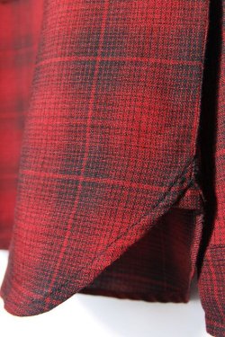 画像4: [限定生産・デッドストック生地]「FULLCOUNT」Onbre Check Wool CPO Shirt フルカウント オンブレチェック ウール シャツ  [ブラック/レッド]