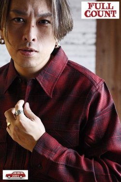 画像12: [限定生産・デッドストック生地]「FULLCOUNT」Onbre Check Wool CPO Shirt フルカウント オンブレチェック ウール シャツ  [ブラック/レッド]