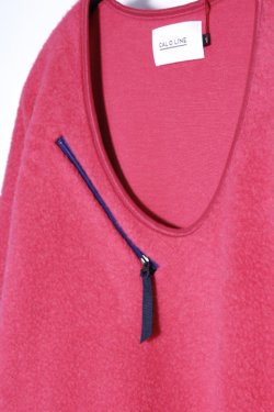 画像2: 「CAL O LINE」SIMPLE PULLOVER キャルオーライン シンプルプルオーバー Vネック フリース CL212-033 [フクシア]