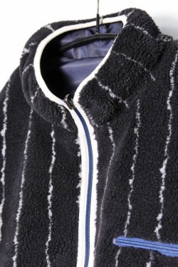 画像2: 「CAL O LINE」 REVERSIBLE PILE CARDIGAN キャルオーライン リバーシブル パイルカーディガン CL212-066 [ブラック（サンダー柄）]