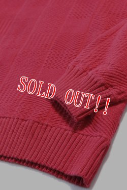 画像3: 「CAL O LINE」PANEL CABLE CREW-NECK SWEAT キャルオーライン パネル ケーブル ジャガード クルートップス CL212-030 [レッド]