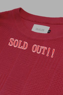 画像2: 「CAL O LINE」PANEL CABLE CREW-NECK SWEAT キャルオーライン パネル ケーブル ジャガード クルートップス CL212-030 [レッド]