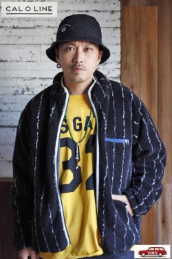 画像10: 「CAL O LINE」 REVERSIBLE PILE CARDIGAN キャルオーライン リバーシブル パイルカーディガン CL212-066 [ブラック（サンダー柄）]