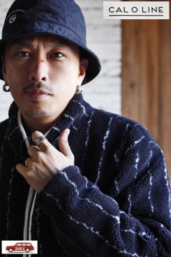 画像14: 「CAL O LINE」 REVERSIBLE PILE CARDIGAN キャルオーライン リバーシブル パイルカーディガン CL212-066 [ブラック（サンダー柄）]