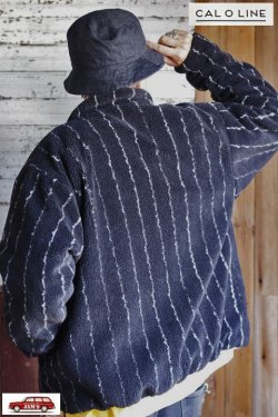 画像12: 「CAL O LINE」 REVERSIBLE PILE CARDIGAN キャルオーライン リバーシブル パイルカーディガン CL212-066 [ブラック（サンダー柄）]