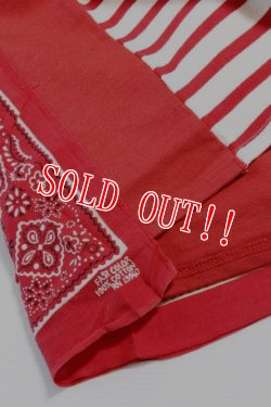 画像5: 「CAL O LINE」×「KOTSUBO」VINTAGE BANDANA BASQUE BORDER Tee キャルオーライン ヴィンテージ バンダナ バスク ボーダーTシャツ CKTW-120 [レッド]