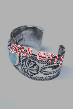 画像3: 「Mt.hill」Border Cuff with TQ マウントヒル スタンプ ボーダー カフバングル キングマンターコイズ [202220108]