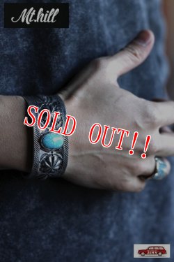 画像8: 「Mt.hill」Border Cuff with TQ マウントヒル スタンプ ボーダー カフバングル キングマンターコイズ [202220108]