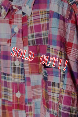 画像3: 「CAL O LINE」MADRAS PATCH WORK B.D. SHIRT キャルオーライン マドラスパッチワーク ボタンダウンシャツ CL221-012 [ピンク]