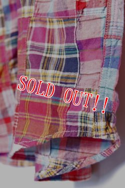 画像6: 「CAL O LINE」MADRAS PATCH WORK B.D. SHIRT キャルオーライン マドラスパッチワーク ボタンダウンシャツ CL221-012 [ピンク]