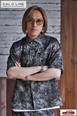画像13: 「CAL O LINE」CATALINA SHIRT PRINT キャルオーライン カタリナシャツ プリントリップル生地 CL221-039P [ブラック]
