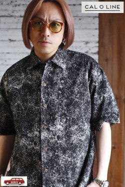 画像14: 「CAL O LINE」CATALINA SHIRT PRINT キャルオーライン カタリナシャツ プリントリップル生地 CL221-039P [ブラック]
