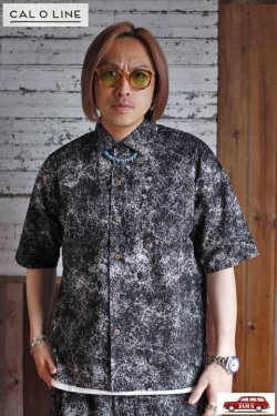 画像10: 「CAL O LINE」CATALINA SHIRT PRINT キャルオーライン カタリナシャツ プリントリップル生地 CL221-039P [ブラック]